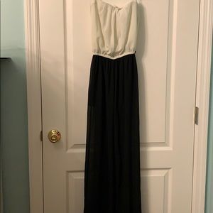 Black and white strapless jumpsuit